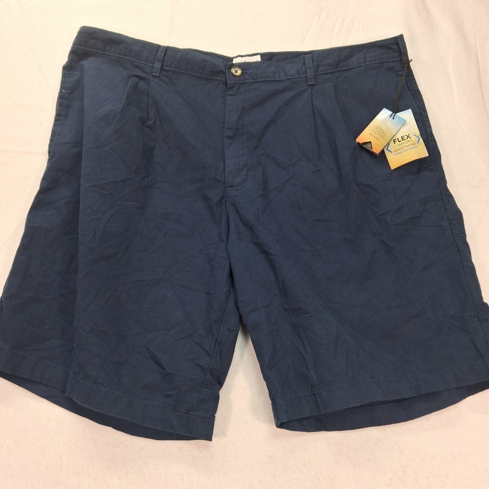 Saddlebred Shorts Mens 44W Pleated Flex Comfort Waistband Navy Blue NEW